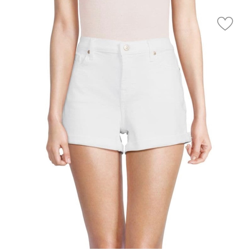 7 for all mankind white denim shorts